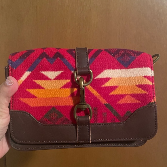 Red and Brown Pendleton Wool Leather Crossbody - Picture 2 of 6